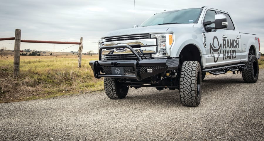 Ford f350 truck Ranch Hand Legend series bullnose bumper has sporty baja style
